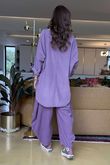 Made in Italy Cooper Needlecord Scoop Dip Back Top Dewberry